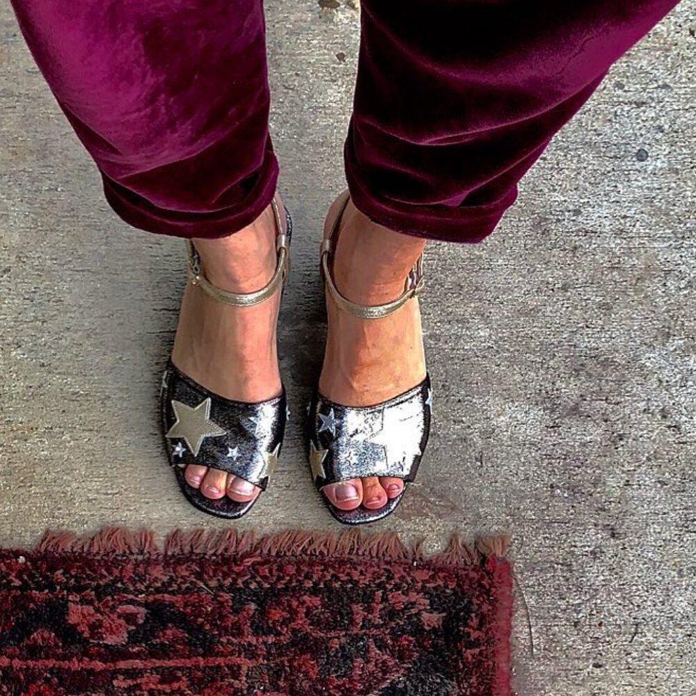 Pearl And Stud Block Heel Sparkly Star Sandals Si… - image 3